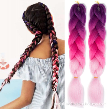 Factory Wholesale kanikalon synthetic  braiding hair 82inches 165g  Jumbo Braid,Synthetic Braiding Hair Extension